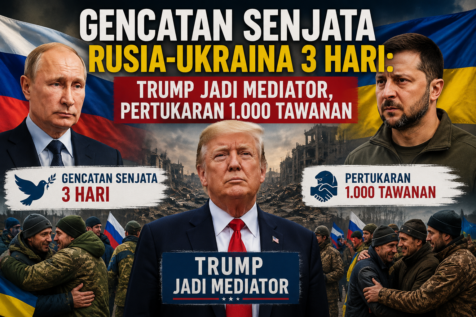 Gencatan Senjata Rusia-Ukraina 3 Hari: Trump Jadi Mediator, Pertukaran 1.000 Tawanan