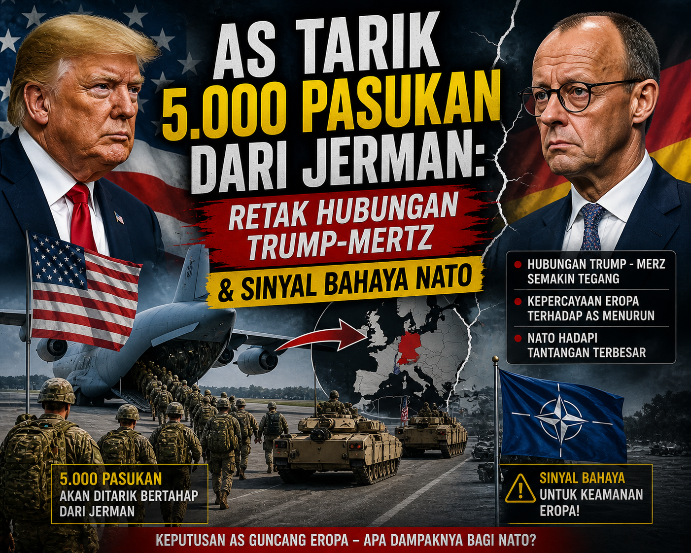 AS Tarik 5.000 Pasukan dari Jerman: Retak Hubungan Trump-Mertz & Sinyal Bahaya NATO