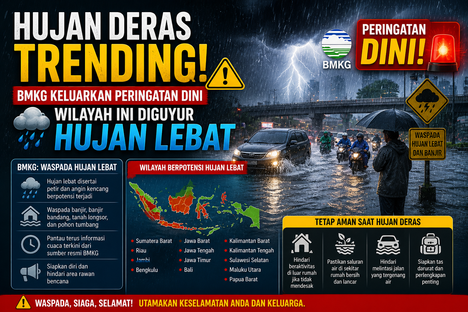 Hujan Deras Trending! BMKG Keluarkan Peringatan Dini, Wilayah Ini Diguyur Hujan Lebat