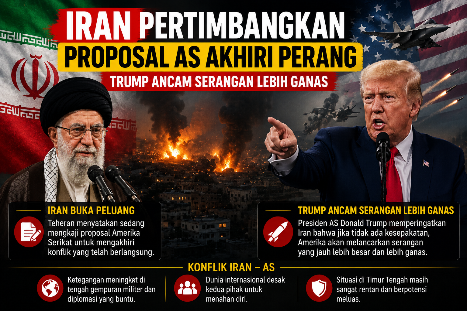 Iran Pertimbangkan Proposal AS Akhiri Perang, Trump Ancam Serangan Lebih Ganas