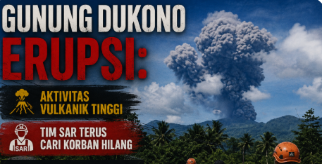 Gunung Dukono Erupsi: Aktivitas Vulkanik Tinggi, Tim SAR Terus Cari Korban Hilang